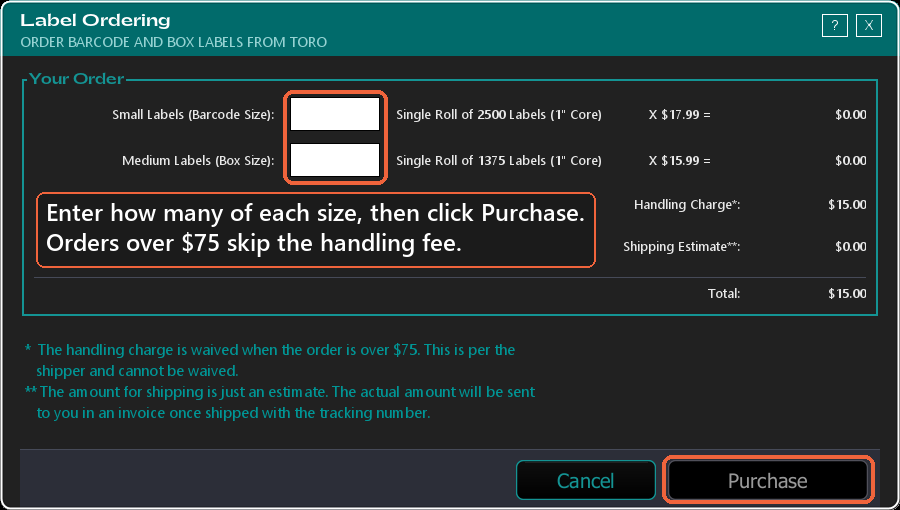The Label Ordering window